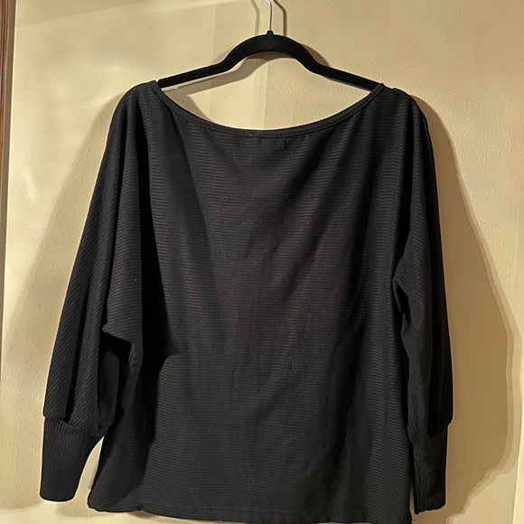 Blue Puff Sleeve Long Sleeve Sweater with Relaxed Fit - Picture 3 of 3